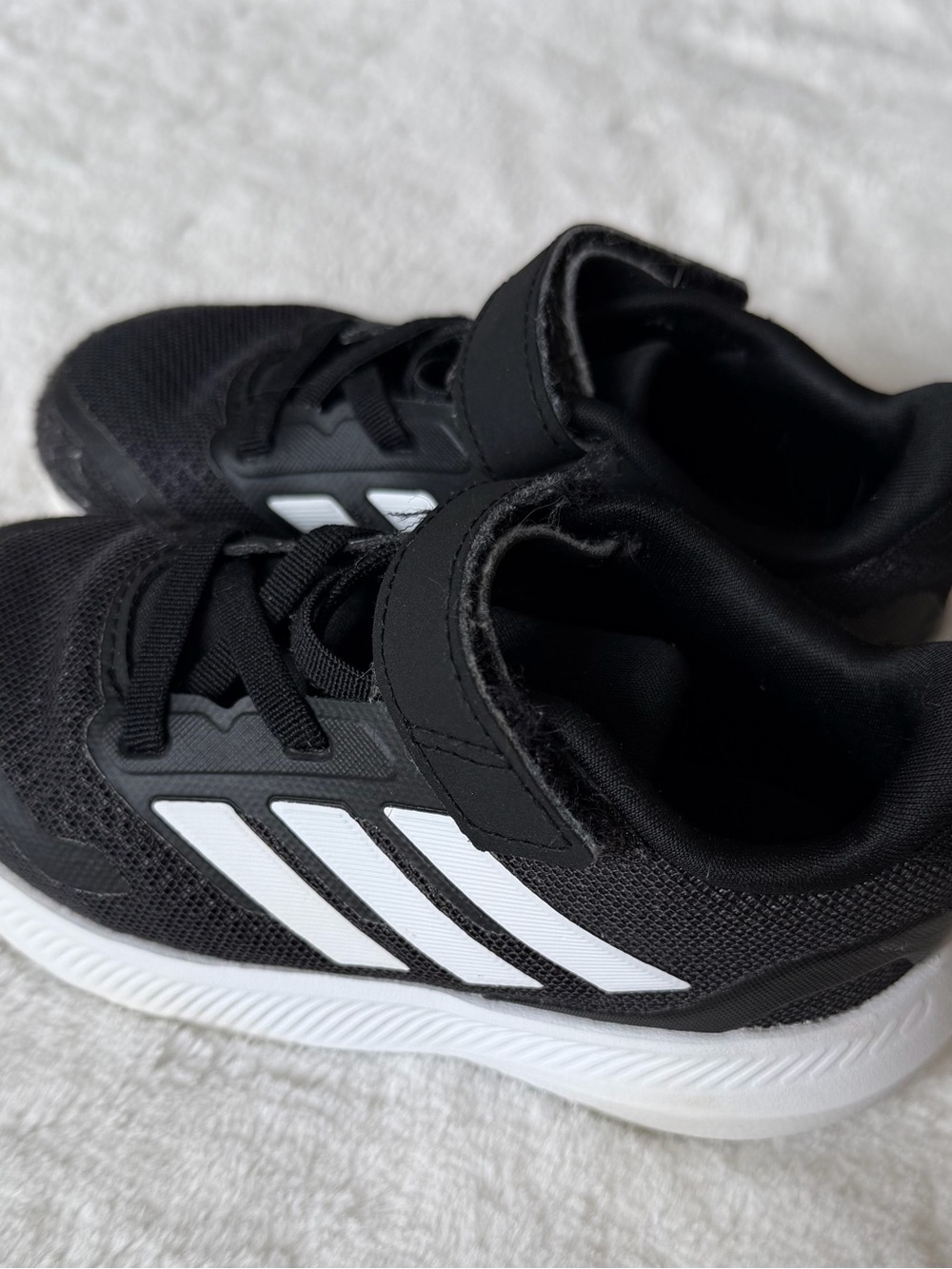 adidas Kids Black and White Velcro Athletic Sneakers